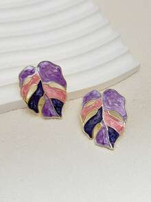 Elegant Flower Earrings For Women,Suitable For Vacation Daily Wear - Purple - View 4