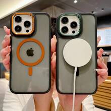 Mida Style Case Compatible With IPhone Color Frame With Heavy Duty Magnetic Technology - Orange - View 3