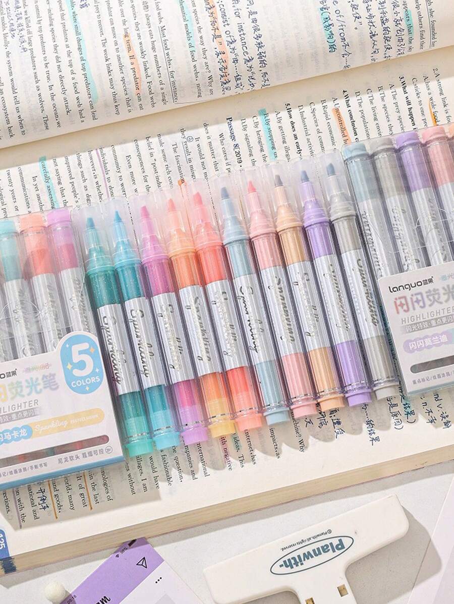 5 pezzi di penne fluorescenti, pennarelli morbidi per graffiti artistici e evidenziatori per studenti, utilizzabili per segnare/disegnare/scrivere/decorare taccuini