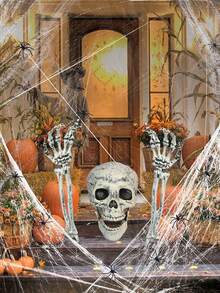 Realistic Skeleton Stake Halloween Lawn Decoration Garden Halloween Skeleton Decor - Black and White - View 9