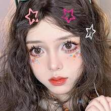 10 件迷你金属星形按扣发夹，女士/女孩发饰，适合日常使用 - 玫紅色 - 查看 4