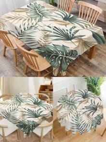 1 块热带树叶印花桌布，现代涤纶矩形/圆形防水桌布，数码印花，适合客厅、家居、户外餐厅、小圆桌 - 彩色 - 查看 2