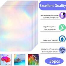 36 Sheets A4 Holographic Paper Sticker Transparent Waterproof Self Adhesive Film 11.X 8.3 Inches (Gem,, Colorful,) - 豐富多彩的 - 查看 4