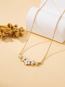 1pc Flower Leaf Heart Pendent Necklace, Bridesmaid Gift, Gift For Her