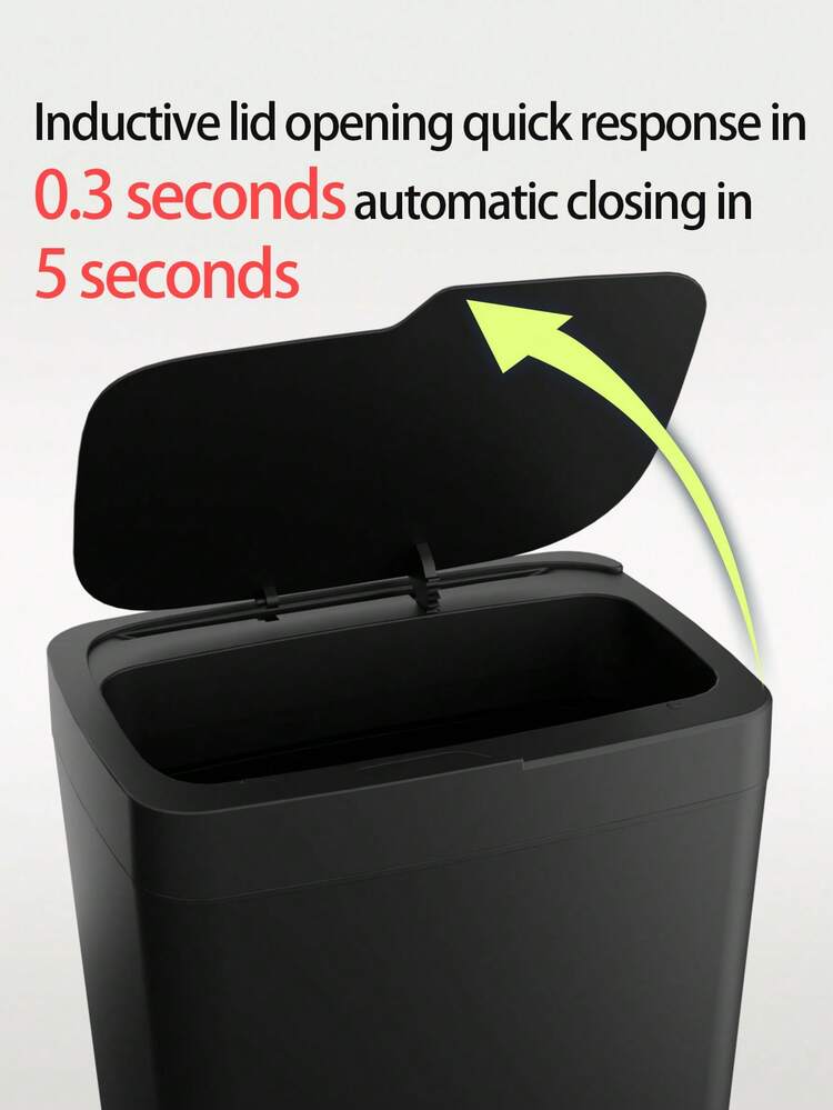3.7加仑自动浴室智能垃圾桶，白色感应垃圾桶14升，自动翻盖，带盖电动非接触式智能垃圾桶，带运动传感器的坚固垃圾桶，厨房非接触式智能垃圾桶，有机垃圾，残余垃圾 - 白色 - 查看 2