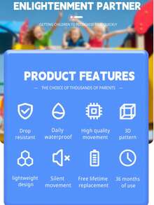 1 件挖掘机图案防水儿童电子手表