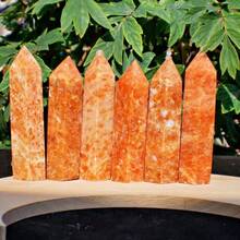 Natural Sunstone Healing Meditation Crystal Tower Point Wand Reiki Obelisk Gift - 如圖 - 查看 2