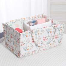 小碎花图案尿布袋，带手柄的便携式婴儿尿布收纳盒，尿布收纳篮 - 彩色 - 查看 10