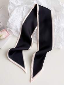 1入組雙面簡約時尚裝飾圍巾，對比色髮帶，窄長絲帶女士圍巾頭帶時尚髮帶