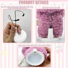 1/2 件可调节金属娃娃支架，Ins 风格，12-15 厘米泰迪熊/公仔展示架，黑色/白色底座，便携式摄影道具（多角度固定+毛绒娃娃收纳） - 彩色 - 查看 2