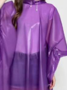 1 件加厚 EVA 防水雨衣，多功能徒步男女透明雨衣，女式背包雨披，露营徒步旅行防水 - 紫色 - 查看 4