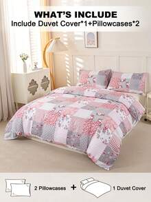 3pcs Floral Pattern Bedding Set (1 Duvet Cover And 2 Pillow Shams), Soft And Skin-Friendly, Suitable For All Seasons - Multicolor - View 2