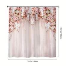 1/4pcs - Bridal Floral Elegant Bathroom Set, Wedding Flower Pink Rose Ladies Natural Floral Art Printed 12 Hooks Waterproof Shower Curtain, Non-Slip Bath Mat, Toilet U-Shape Cover, Cover, Home Decor Gift Back To School