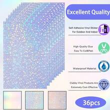 36 Sheets A4 Holographic Paper Sticker Transparent Waterproof Self Adhesive Film 11.X 8.3 Inches (Gem,, Colorful,) - Gem, Point, Colorful, Star - View 4