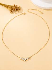 1pc Flower Leaf Heart Pendent Necklace, Bridesmaid Gift, Gift For Her