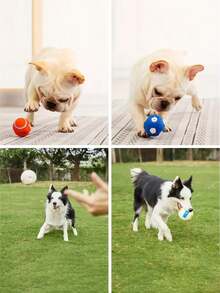 Interactive Pet Squeaky Toys, Pet Chasing Toys Ball, Dog Football/Volleyball/Rugby, Squeaky Dog Balls, Interactive Latex Rubber Squeaky Dog Toys, Soft Bouncy Fetch Toys For Small Dogs, Training Tools, Pet Supplies, No Battery Required - Multicolor - View 10