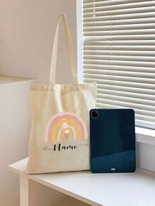 彩虹教師客製化姓名托特包 - 個性化畢業禮物，適用於開學季，彩色彩虹設計，教師感謝禮物 - 彩色 - 查看 4