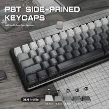 ATTACK SHARK X66 无线机械游戏键盘带旋钮，三模式 USB-C/BT5.0/2.4G 垫片安装 60% RGB 游戏键盘，侧面印刷 PBT 键帽，热插拔草莓开关 - 彩色 - 查看 7