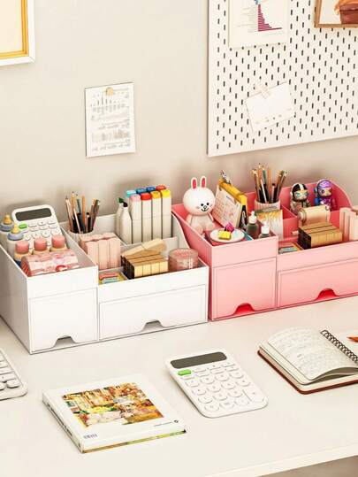 1pc Desktop Drawer Storage Box, Simple Desk Organizer Rack, Suitable For Makeup, Skincare, Brushes, Perfume, Vanity, Bathroom