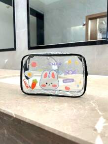1 Stück PVC Kulturbeutel, DIY Schönheitsaufbewahrungstasche mit Aufklebern, wasserdichter Kosmetiktasche fürs Badezimmer, tragbare Reiseaufbewahrungstasche, geeignet für Toilettenartikel, Kosmetik, Datenkabel, Kopfhöreraufbewahrung