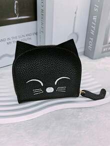 Cartera con diseño en forma de gato de dibujos animados, monedero de mujer con múltiples ranuras para tarjetas, monedero de moda lindo de piel sintética, bolsa para tarjetas de gato para mujeres, pequeña y portátil, paquete de tarjetas con múltiples ranuras, hay múltiples colores para elegir, un pequeño regalo para familiares, amigos y seres queridos, y seres queridos para estudiantes, hombres, mujeres en el viaje diario, vacaciones, viajes, regalo de cumpleaños para novia, madre