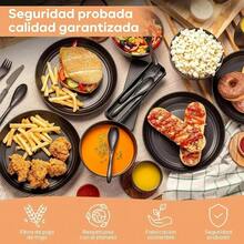 Juego de vajilla reutilizable de paja de trigo de 52 piezas, apto para microondas y lavavajillas, libre de BPA. Hecho de paja de trigo pura. Ideal para reuniones familiares, picnics y otras ocasiones - Negro - Ver 7