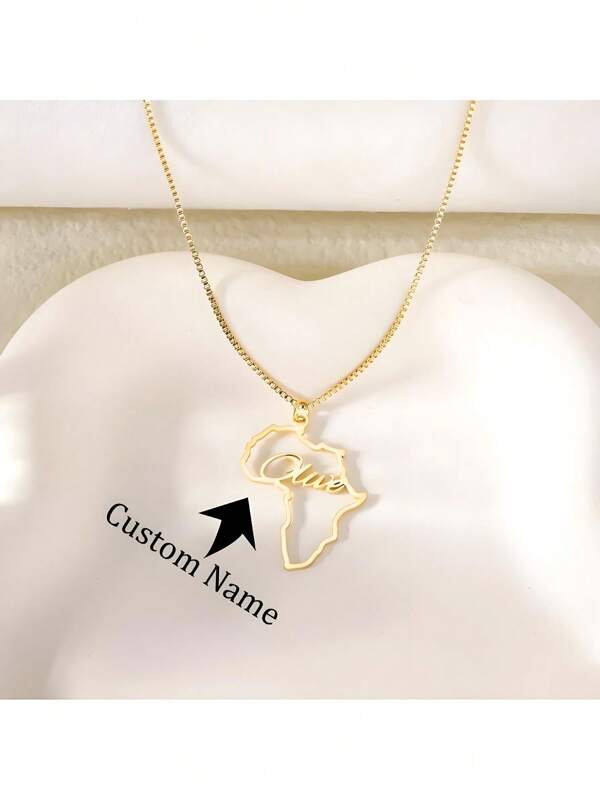 ‌Stainless Steel Custom Map Necklace - Personalized Name & Country Pendant (Select A Country Map), Jewelry Gift