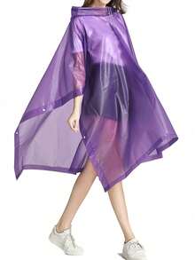 1 件加厚 EVA 防水雨衣，多功能徒步男女透明雨衣，女式背包雨披，露营徒步旅行防水 - 紫色 - 查看 2