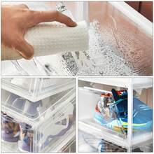Boîtes à Chaussures, Lot de 6, Coffre de Rangement, Empilable, avec Porte, en Plastique, Pointure jusqu'à 46, 36 x 28 x 22 cm, Transparent - Transparent - Voir 4