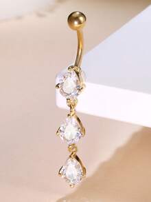 Leocuci 2个装水滴形肚脐环，14G不锈钢材质，女士肚脐穿刺饰品，肚脐环