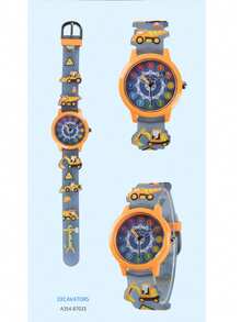 1 件挖掘机图案防水儿童电子手表