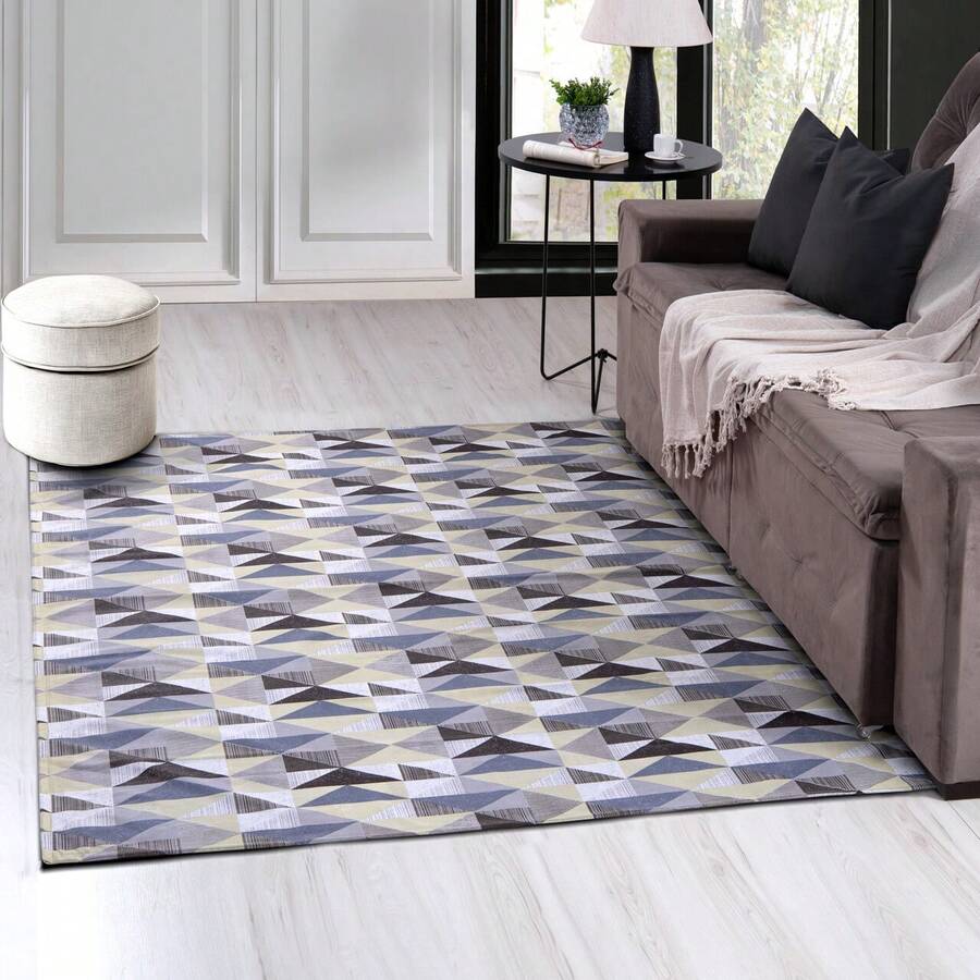 Living Room Bedroom Rug 1.00m X 1.35m Non-Slip - ABSTRACT BROWN - View 1