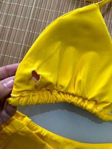 Triangle Bikini With Double Butterfly String Panties In Various Colors - Camaro amarillo - Ver 3