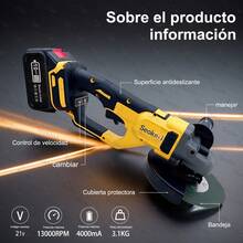 Mini Esmeriladora Amoladora Inalámbrica Pulidora 110v - Amarillo - Ver 4