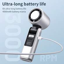 2025 Newest Portable Handheld Turbo Fan, 5-Speed Wind, 4000mAh Battery Powered, Up To 10 Hours Of Operating Time, 3-In-1 Handheld Fan, Rechargeable, With Air Turbo Technology For Outdoor Activities, Traveling, And Use At Work. - 粉色 - 查看 3