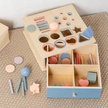 Montessori Coin Sorter Box, Baby Color Recognition Shape Matching Building Blocks Educational Toys