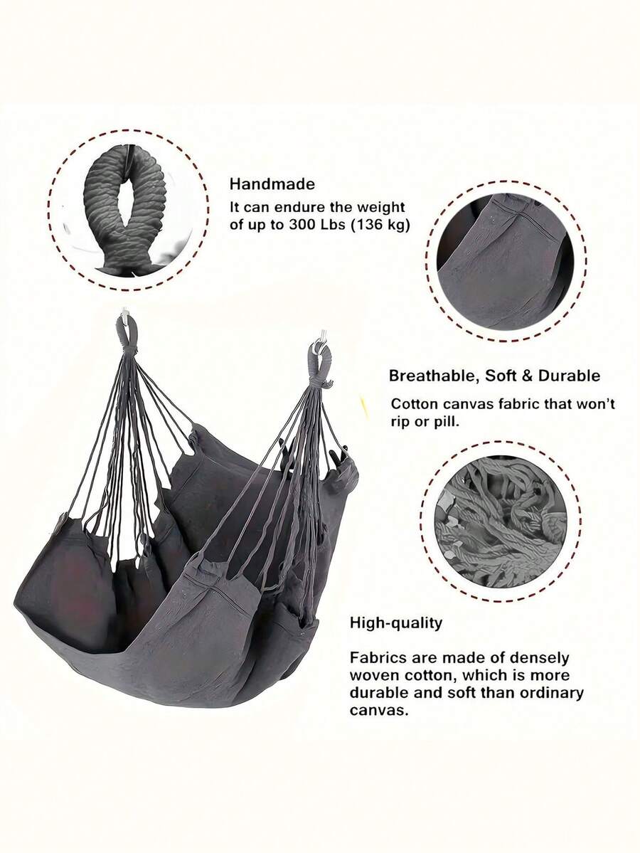 1pc Indoor/Outdoor Hanging Chair Swing Hammock Stool Chair, Extra Long Thickened Slouchy Rocking Chair For College Dorm Room, Comfortable Fabric, Machine Washable, Suitable For Home, Bedroom, Patio - Multicolor - View 1