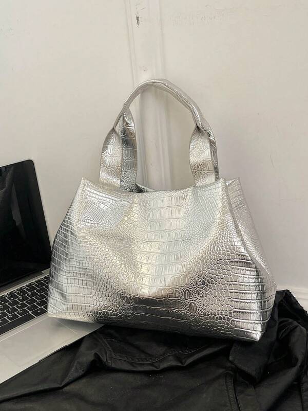 Nova bolsa de grande capacidade 2025, bolsa tote feminina elegante, simples e versátil para o dia a dia
