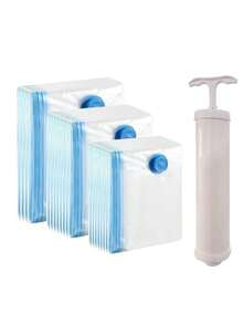 1/11件真空密封储物袋，真空拉链袋，节省空间的行李袋，旅行压缩袋，可折叠服装整理袋，衣柜衣物收纳袋，床上用品，冬装 - 防潮，防蛀，旅行收纳袋，衣物整理袋，家用行李袋 - 彩色 - 查看 9