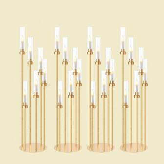 2 piezas/4 piezas Candelabro de piso de metal de 42" de altura con 6 brazos y pantalla de lámpara de acrílico, candelabro central adecuado para la mesa, apto para el día de San Valentín, boda, decoración del hogar