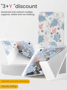Estuche protector transparente de acrílico con panel trasero pintado de una hermosa y linda tortuga azul, resistente a golpes, compatible con iPad de 7ma y 8va generación (10.2 pulgadas), 10ma generación, con ranura para lápiz, compatible con función de suspender y activar, regalo ideal para las fiestas y Año Nuevo - Multicolor - Ver 4