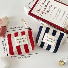 Striped Color-Blocking Makeup Bag Lipstick Pouch Coin Purse Travel Essentials For Vacation Summer Holiday Back To School School Stuff Bag For School Travel Bag For Women Makeup Bag For Travel