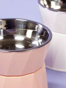PETSIN Large Capacity Raised Cat Bowl With Stainless Steel Dog Bowl, Detachable Triangle Pattern Pet Bowl