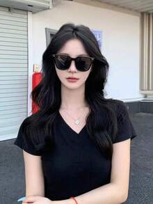 1pc Customized Text Framed Glasses, Unisex Design, Square Frame And Wide Lens, Suitable For Men And Women's Fashion Street Wear Accessories, Stylish, Minimalist, Modern Customized, Ideal For All Seasons, Camping, Travel, Personalized, Unique Ideal Gift For Him, Her, Boyfriend, Girlfriend, Mom, Dad, Family, Friends, Graduation, Anniversary, Valentine's Day, Mother's Day, Birthday, Father's Day, Graduation, Wedding - Multicolor - View 2