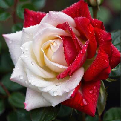 Love In Rose Bush 50pcs Seeds, Red White Rose Seeds, Easy To Grow, An Excellent Gardening Gift