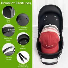Baseball Cap Storage, Hat Carrier Travel Case With Carrying Handle And Adjustable Shoulder Strap Organizer Holder Bag For 6 Caps