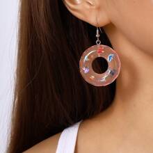 1 Pair Mini Cute Swimming Ring Earrings For Women, Suitable For Beach, Travel And Holiday Wearing