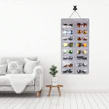 Sunglasses Organizer Storage, Hanging Wall Pocket Glasses Organizer - Sunglass Organizer Holder Eyeglass Display With Sturdy Rope(NO Hooks ) - 灰色 - 查看 4