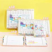 12/24/36/48 Farben Doppelköpfiger, wasserbasierter Acrylmarker Stift Set, schnelltrocknend, weicher Kopf, Student Graffiti Stift, wasserfest, weiß, Wasserfarben Markerstift, Schulbedarf, Schulanfang