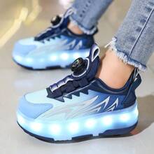 带可拆卸轮子的 LED 发光休闲滑板鞋，带刹车的快速滑冰鞋，适合男孩和女孩的绝佳节日礼物